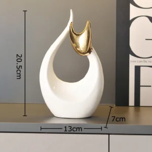 Estátua de Gato em Cerâmica para Decoração Moderna de Mesa - Dourado-P