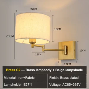 Arandela Moderna com Braço Oscilante para Iluminação Residencial