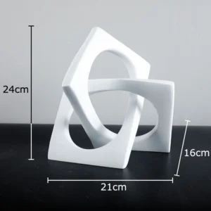 Estátua Abstrata Geométrica Dourada para Decoração de Mesa - Branco-G