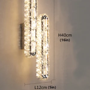 Lâmpada de Parede Dourada ou Prateada com Cristais - Iluminação Moderna