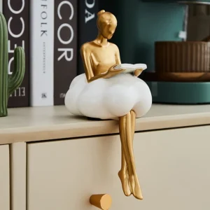 Escultura Menina Nuvem em Resina - Decoração Moderna para Ambientes
