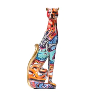 Estátua Decorativa de Leopardo em Resina para Decoração de Ambientes - Cor 1