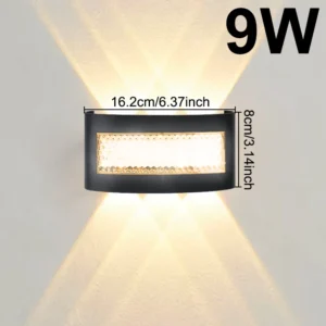 Luz de Parede LED à Prova D'Água para Jardim e Ambientes Internos - 3000K-9W