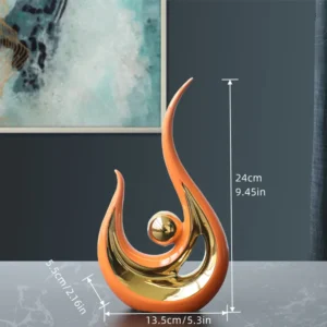 Escultura de Cerâmica Abstrata para Decoração Moderna da Sua Casa - orange 9.45 in
