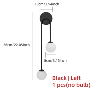 Luminária de Parede Moderna em Alumínio LED para Sala e Quarto - Preto-Esquerdo