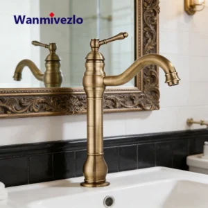 Torneira Misturadora Retrô para Pia de Banheiro - Água Quente e Fria