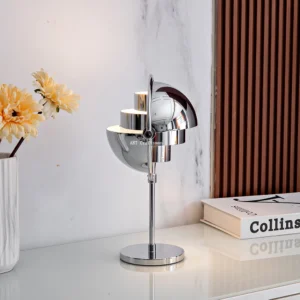 Lâmpada de Mesa Moderna em Metal Preto e Ouro para Decoração