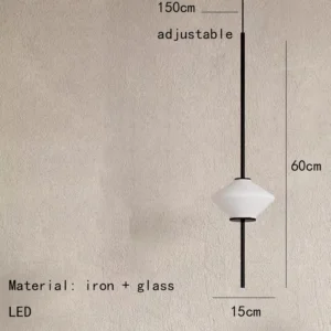 Luminária Pendente LED Moderna de Vidro Branco com Fio Dourado e Preto