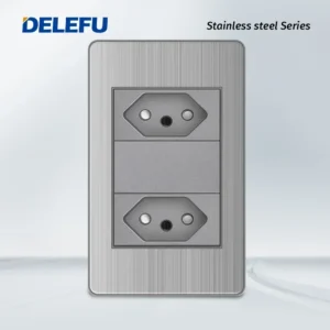 Tomada de Parede Dupla USB Tipo C 10A 20A - Aço Inoxidável - 2 Brasil, 10A