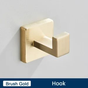 Conjunto de Acessórios para Banheiro em Aço Inoxidável - Preto e Dourado - Gancho Dourado Escovado