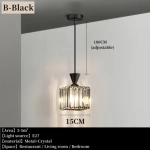 Lustre Pendente de Cristal Moderno para Sala de Estar e Restaurante