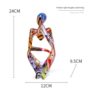 Estátua Decorativa do Pensador em Resina Colorida para Decoração de Casa - Pensador Colorido Direito, G