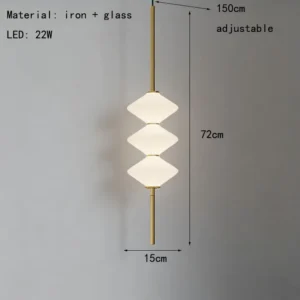 Luminária Pendente LED Moderna de Vidro Branco com Fio Dourado e Preto