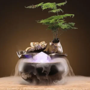 Fonte de Água Lótus Decorativa para Ambientes Internos - Modelo B com Atomizador, Outro