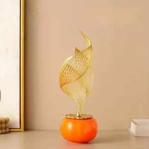 Estátua Cerâmica Luxuosa Nórdica para Decoração de Sala e Escritório - Modelo C Laranja