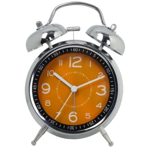 Ferro arte estudante pequeno despertador crianças silencioso moda relógio de mesa desktop criativo brilho ponteiro relógio quartzo - orange