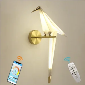 Lâmpada de Parede Pássaro Dourada para Decoração Elegante
