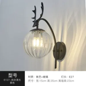 Arandela Moderna de Parede em Metal e Vidro para Decoração - Preto D