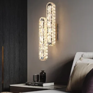 Lâmpada de Parede Dourada ou Prateada com Cristais - Iluminação Moderna