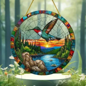 Colibrí Pendurado Suncatcher Acrílico para Decoração de Janela