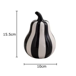Escultura de Cerâmica Minimalista em Preto e Branco - Maçãs e Pêra - Pêra Pequena
