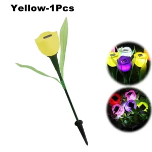 Lâmpada Solar Tulipa para Jardim - Decoração Externa LED - Amarelo-1PC