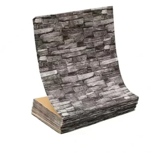 Papel de Parede Autoadesivo 3D Tijolo para Decoração de Ambientes - Tijolo Preto e Cinza