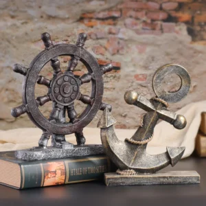 Decoração Vintage de Âncoras e Rodas de Navio em Resina para Casa e Bar