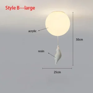 Lustre Infantil Moderno de Acrílico em Forma de Urso - Iluminação Decorativa - Modelo B Grande