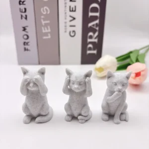 Esculturas de Gato em 3D - Decoração Minimalista para sua Casa - Mármore Branco