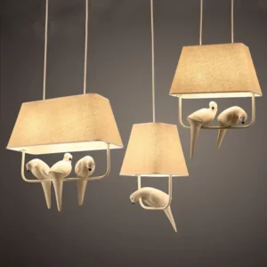 Lustre Nórdico de Três Cabeças com Pássaros - Decoração Moderna