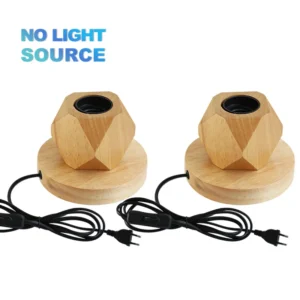 Candeeiro de Mesa Retro em Madeira - 2 Peças E27 para Decoração - 2 Peças Modelo C