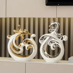Escultura Abstrata em Cerâmica Phoenix para Decoração de Ambientes - Modelo 1-2PCS