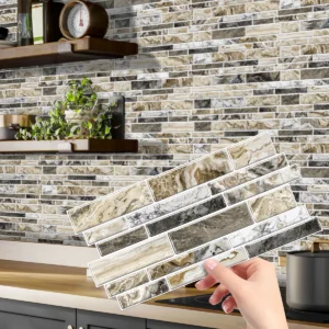 Adesivos de Parede Decorativos de Mármore Falso para Cozinha e Banheiro - Cor 24, 48 peças