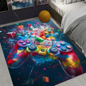 Tapete Gamer Antiderrapante para Meninos - Decoração Moderna - Verde, 120x160cm