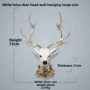 Cabide de Parede em Resina com Cabeça de Veado para Decoração Moderna - Grande