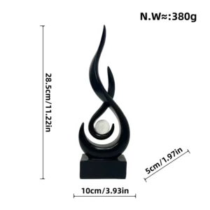 Estátua de Pérola Flamejante Luxuosa para Decoração de Interiores - PRETO