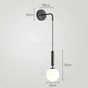 Lâmpada de Parede Moderna para Quarto e Sala - Iluminação Elegante - Preto-B