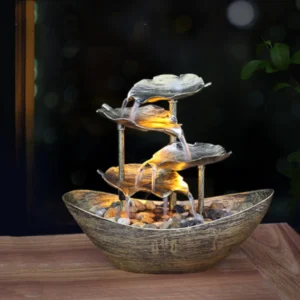 Fonte de Água de Mesa com Luzes LED - Mini Cascata Decorativa