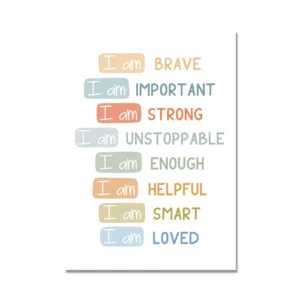 Pôster Educacional Infantil com Alfabeto e Números - Decoração de Quarto