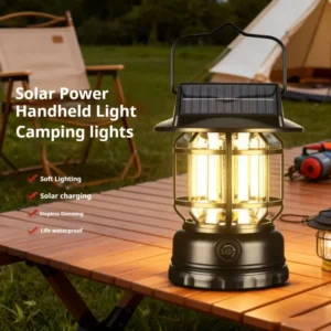 Lanterna Solar Recarregável para Camping e Jardim - À Prova d'Água