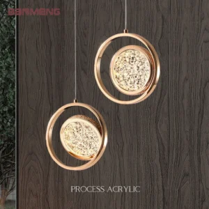 Lustre Pendente Moderno em Ouro com LED para Sala e Quarto