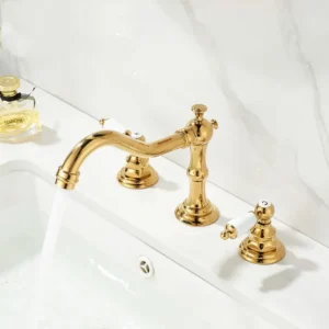 Torneira de Banheiro Dourada com Água Quente e Fria - Design Clássico - Ouro