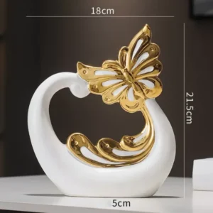 Ornamentos Cerâmicos de Borboletas Douradas para Decoração de Ambientes - Modelo 4