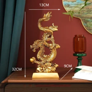 Escultura de Dragão e Fênix em Resina para Decoração de Ambientes - Modelo 4