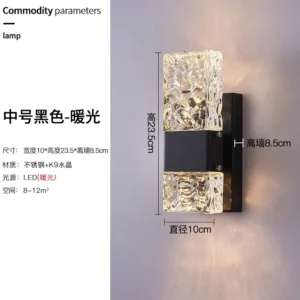 Luminária de Parede de Cristal à Prova d'Água para Jardim e Varanda - Branco Quente 3000K