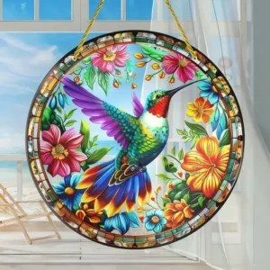 Pingente Acrílico Beija-Flor para Decoração de Janelas e Jardins