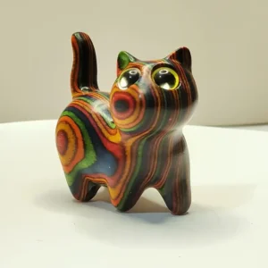 Escultura de Gato de Madeira Pintada para Decoração Criativa