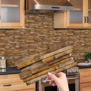 Adesivos de Parede Decorativos de Mármore Falso para Cozinha e Banheiro - Cor 25, 24 peças