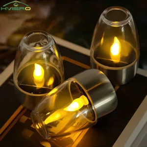 Luz Solar LED Decorativa para Jantar e Festas - Vela de Aço Inoxidável